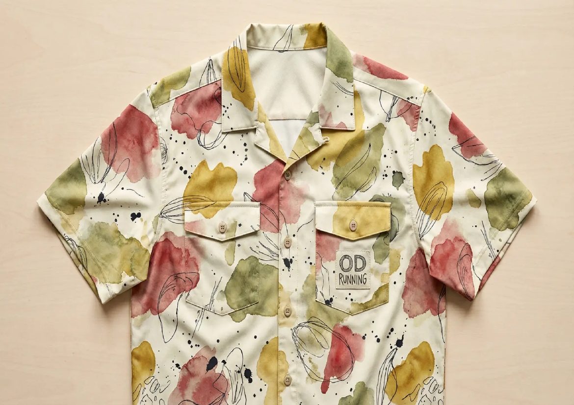 Shirt No. 001 — watercolor print performance button-down