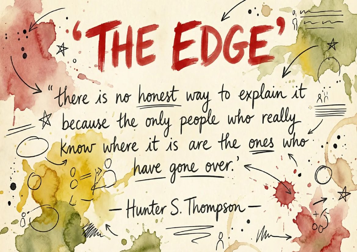 'The Edge — there is no honest way to explain it because the only people who really know where it is are the ones who have gone over.' — Hunter S. Thompson