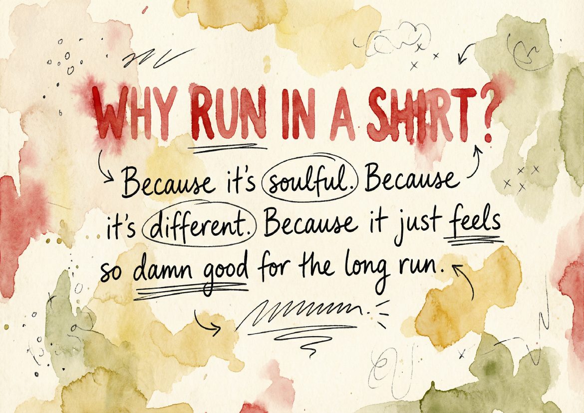 Why run in a shirt? Because it's soulful. Because it's different. Because it just feels so damn good for the long run.